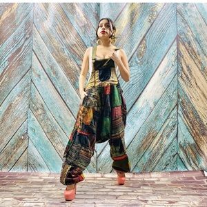 Handmade Baggy Patchwork Overall Maxi Jumpsuit